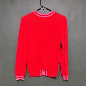 Boden Vibrant Red Sweater with Pink Trim